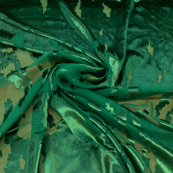 Silk Rayon Burnout Fabric - Emerald Green
