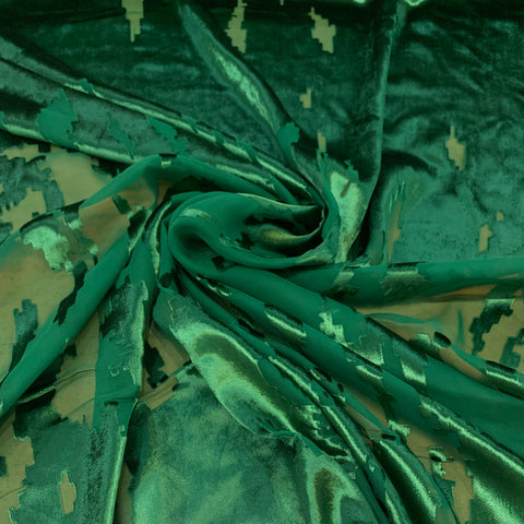 Silk Rayon Burnout Fabric - Emerald Green