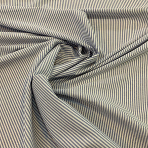 Striped Cotton Shirting Fabric - Blue and White