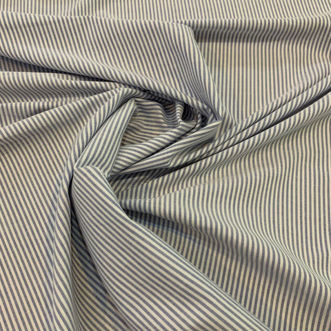 Striped Cotton Shirting Fabric - Blue and White