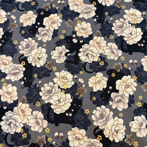 Neko Mini Metallic Cotton Sheeting Fabric - Gray