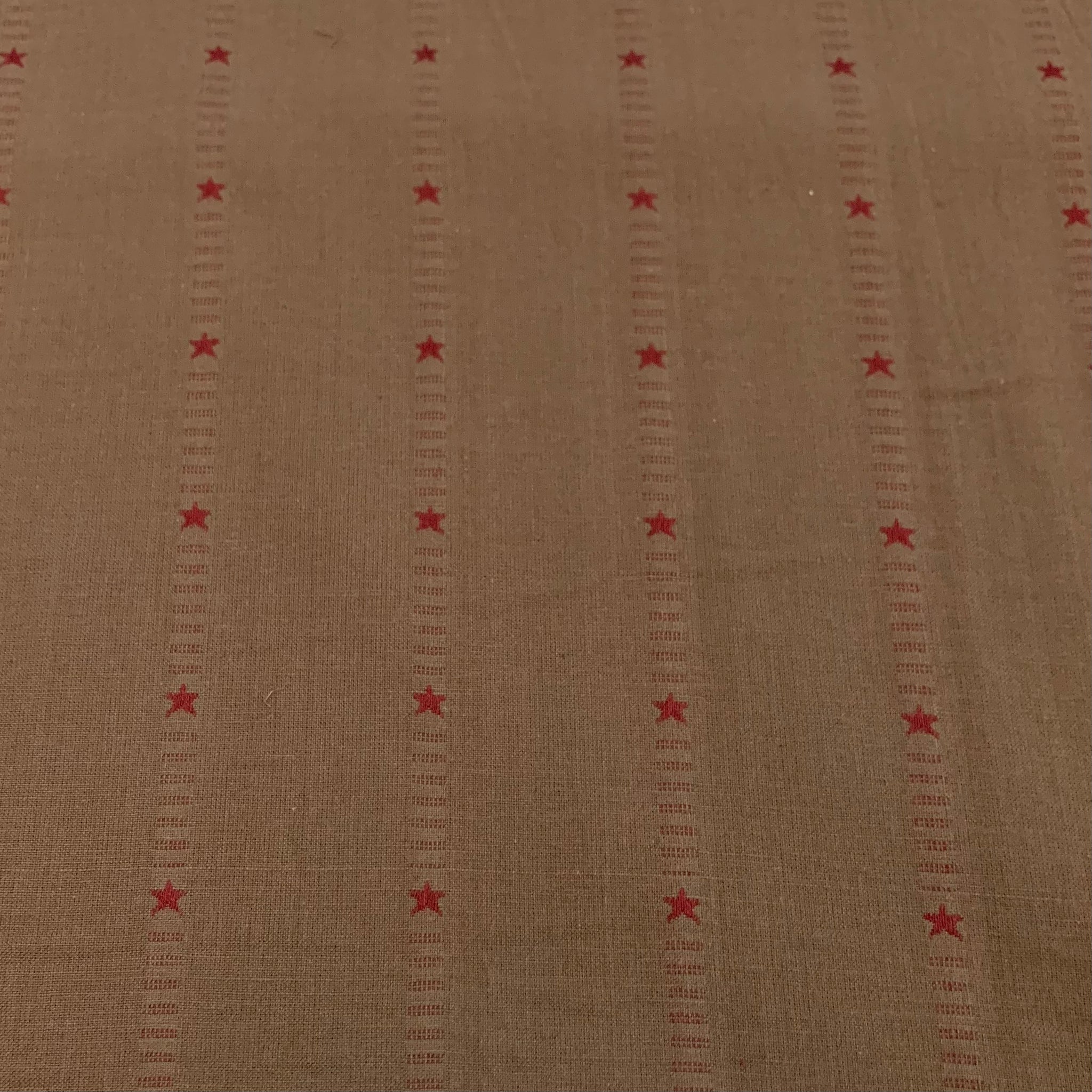 Primitive Star Woven Cotton Fabric - Truffle/Red