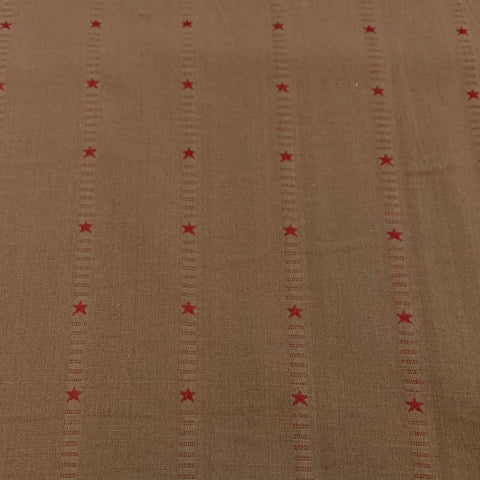 Primitive Star Woven Cotton Fabric - Truffle/Red