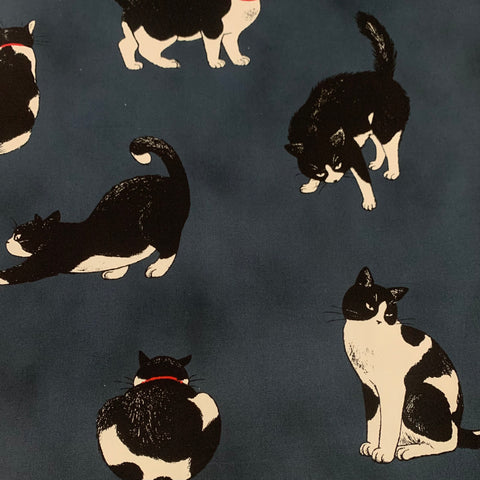 Tuxedo Cat Cotton Shirting Fabric