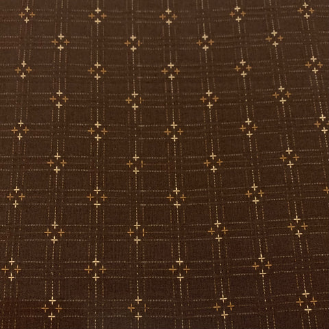 Plusses and Crosses Woven Cotton Fabric - Rich Brown
