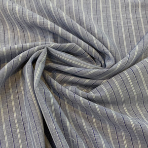 Striped Linen Rayon Blend Fabric - Blues