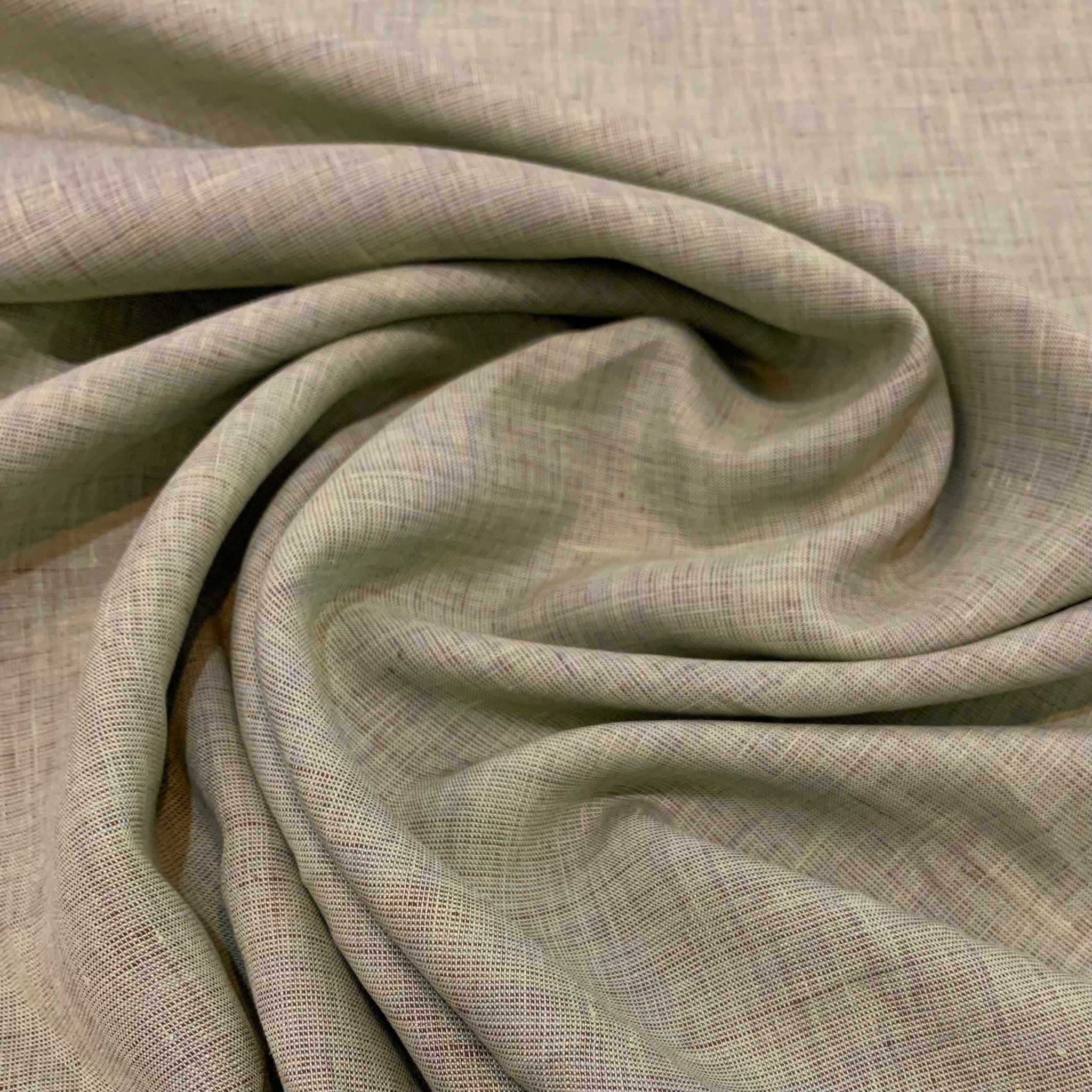 Two Tone Mid-Weight Linen Fabric - Chartreuse and Brown