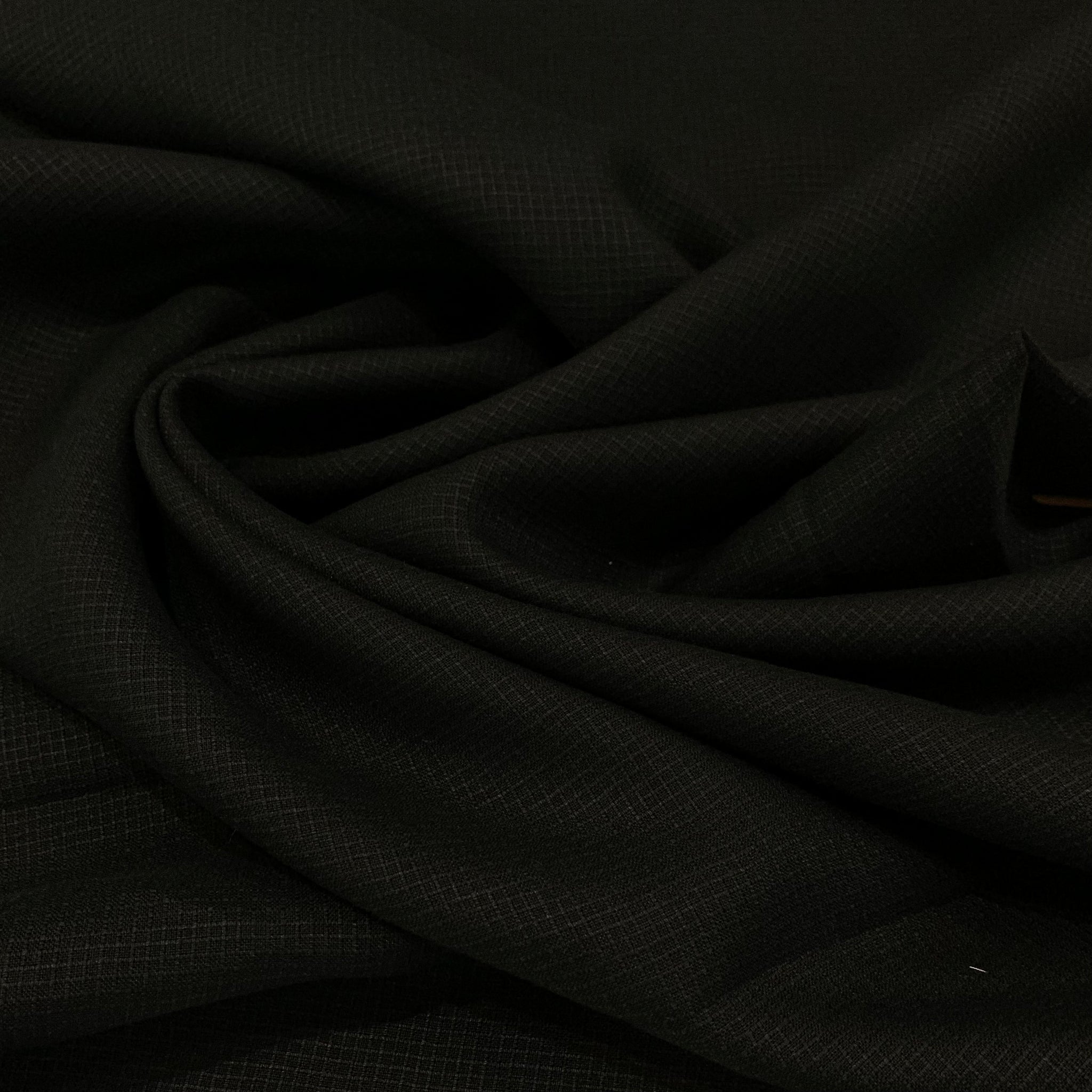 Grid Texture Linen Fabric - Black