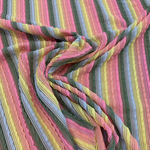 Ruffle Striped Mesh Fabric