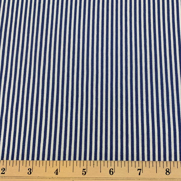 Pin Stripe Lightweight Cotton Fabric - Blue and White