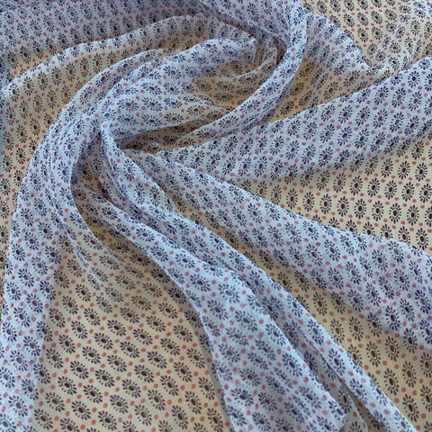 Silk Chiffon Dot Stripe Print Fabric