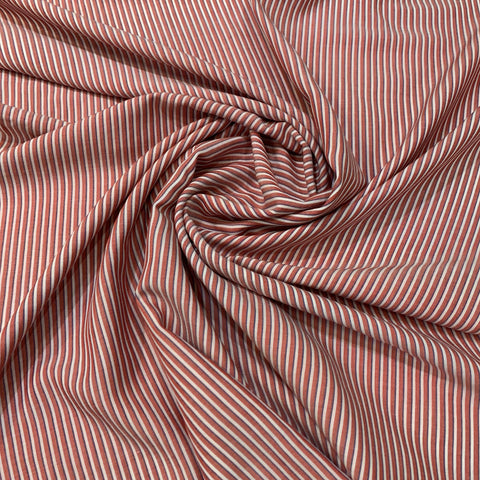 Woven Stripe Cotton Shirting Fabric - Red White Blue