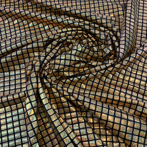 Hologram Gold Disco Poly/Spandex Fabric