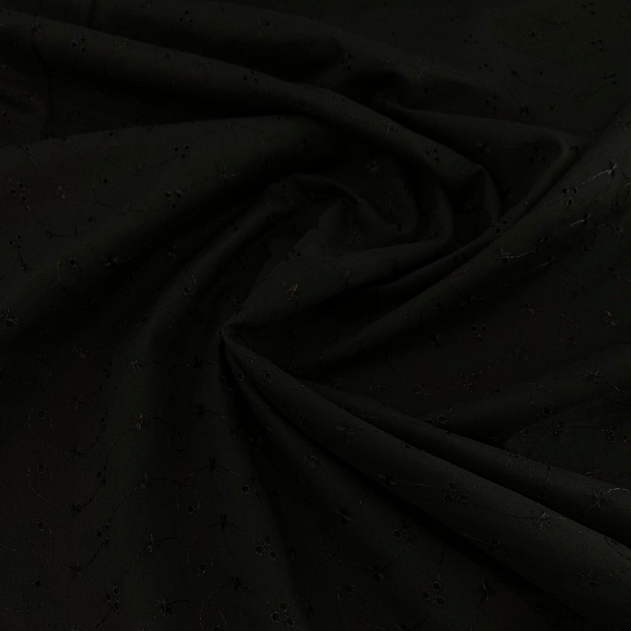 Cotton Polyester Eyelet Fabric - Black