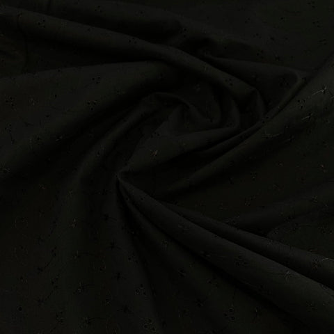 Cotton Polyester Eyelet Fabric - Black