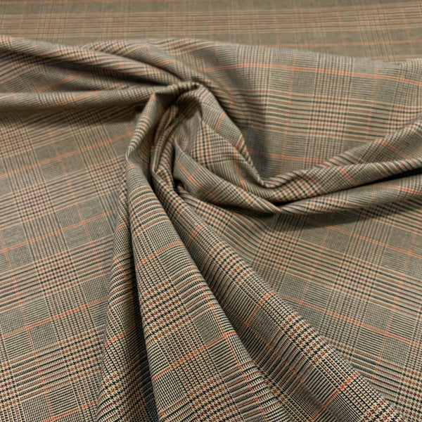 Plaid Bottom Weight Stretch Woven Cotton Lycra Fabric