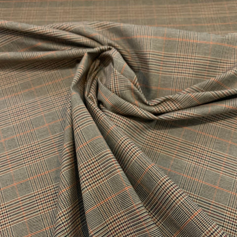 Plaid Bottom Weight Stretch Woven Cotton Lycra Fabric