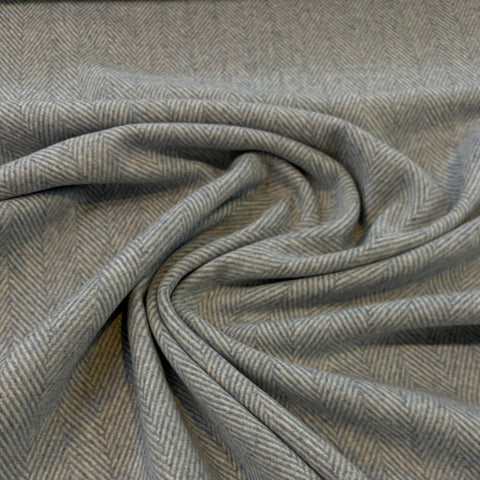 Italian Designer Wool Herringbone Elegance Fabric - Sky