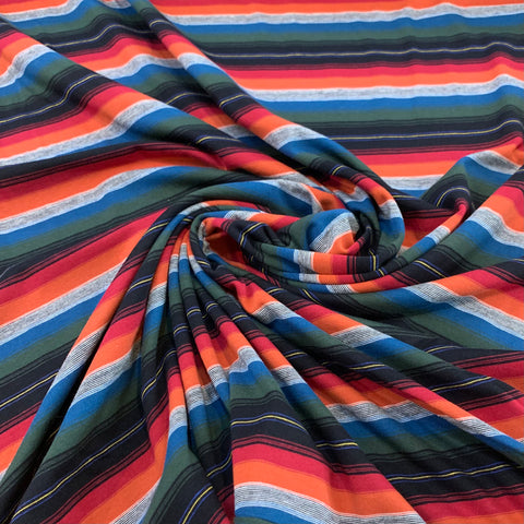 Striped Cotton Jersey Knit Fabric - Multi