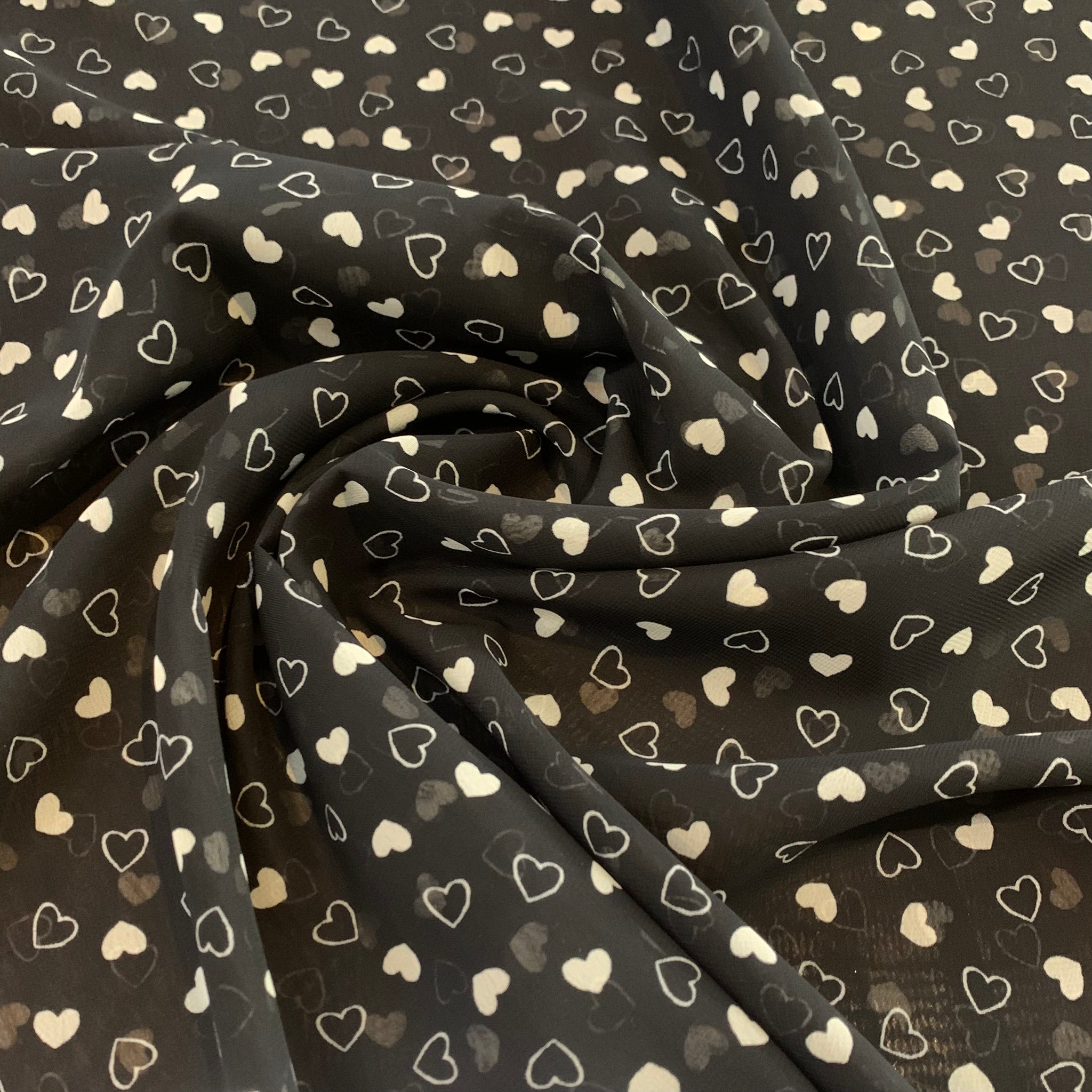 Heart Print Polyester Chiffon Fabric