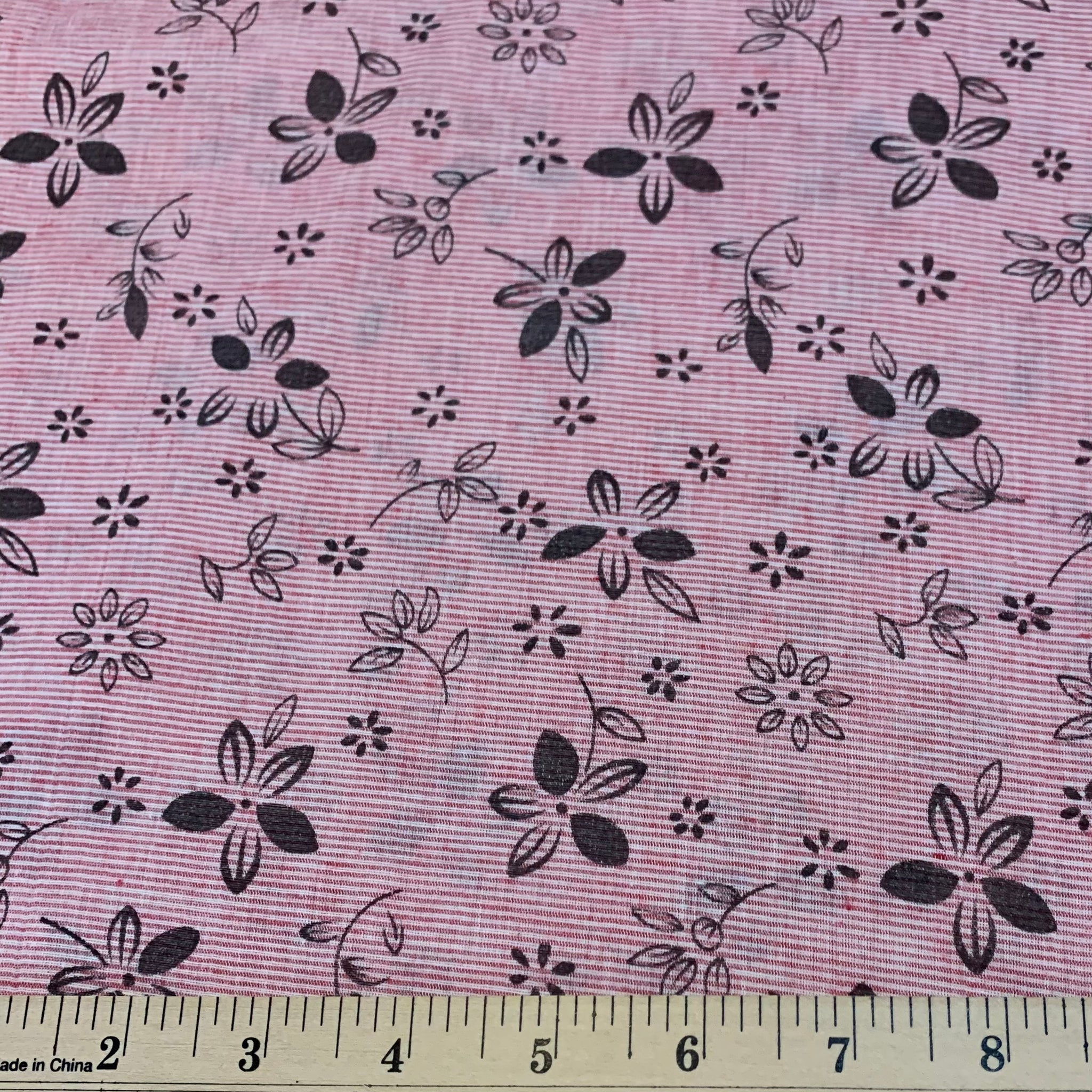 Mini Pinstripe Floral Press Cotton Lawn Fabric
