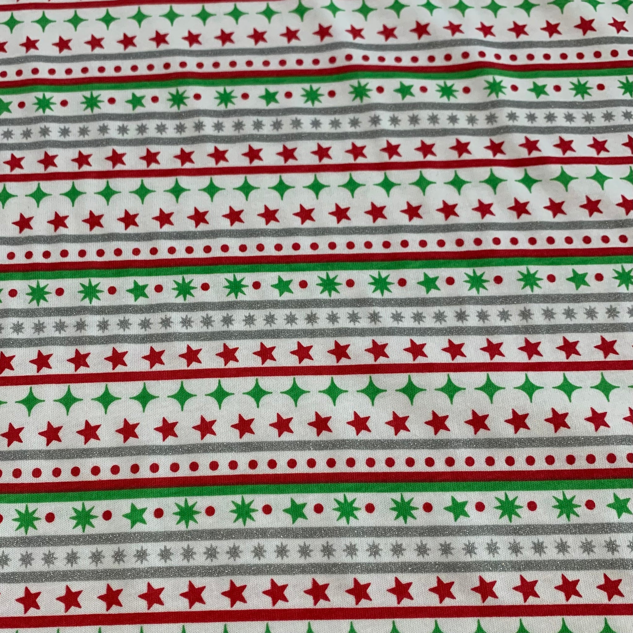Holiday Stars and Stripes Knit Cotton Fabric