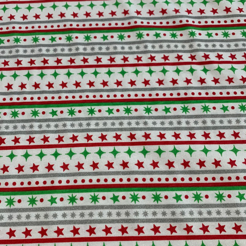 Holiday Stars and Stripes Knit Cotton Fabric