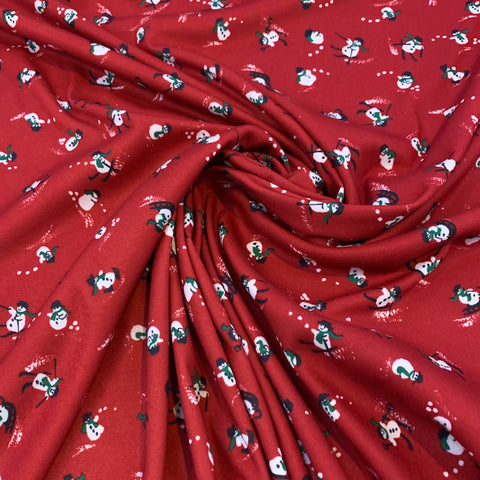 Snowman Cotton Knit Fabric