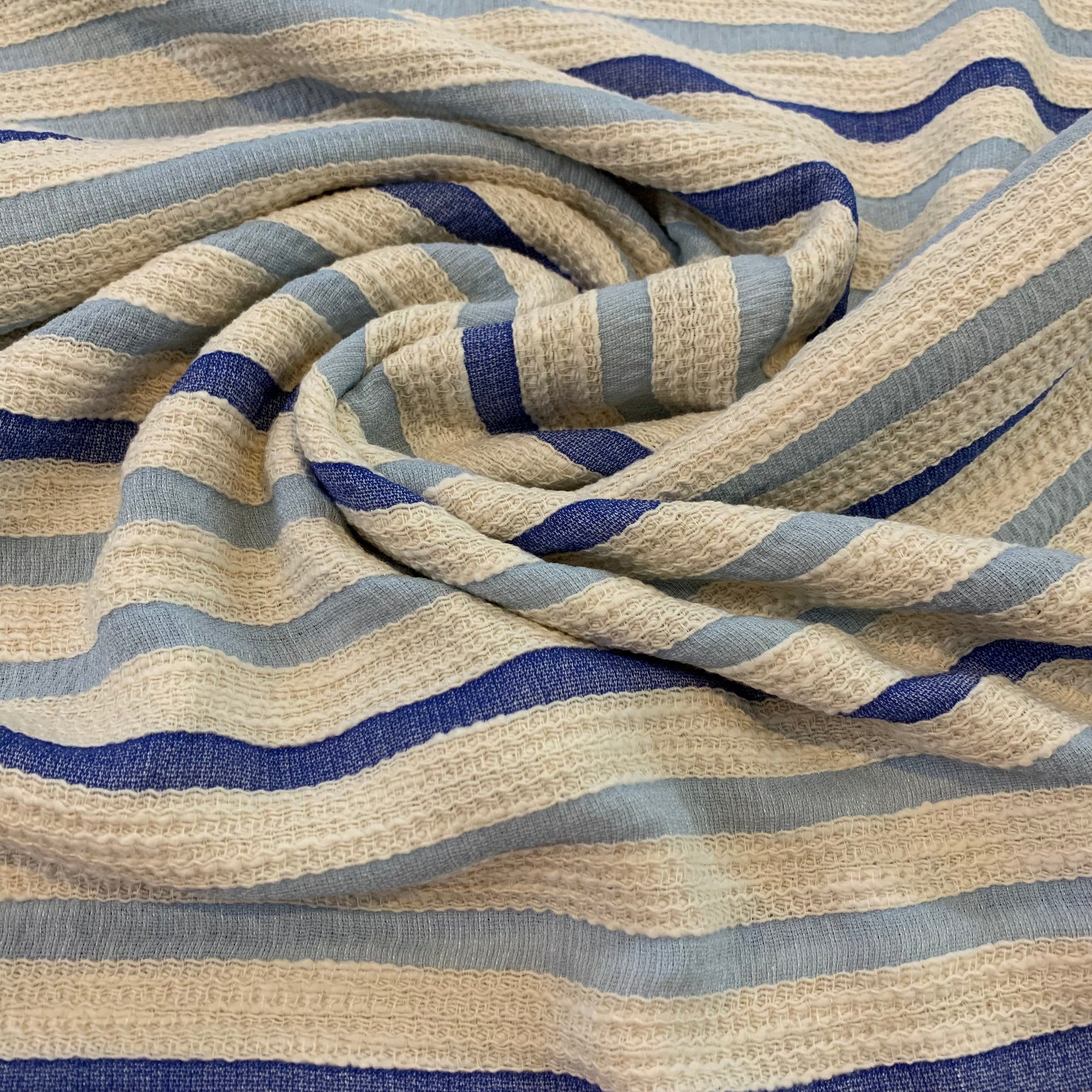 Striped Beach Weave Cotton Linen Fabric