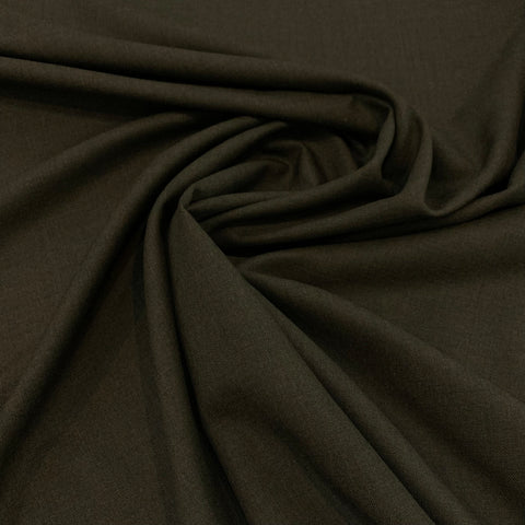 Wool Poly Suiting Fabric - Very Dark Heather Moss Green
