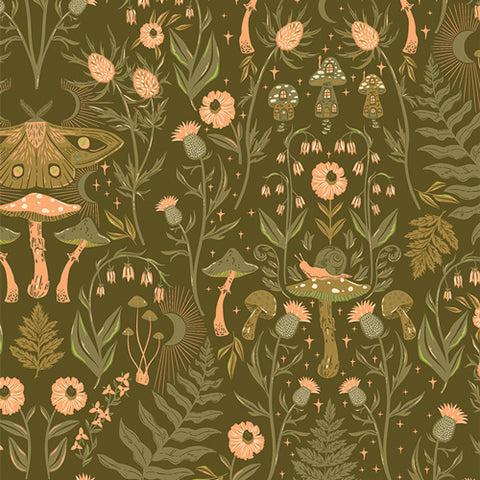 Hidden Land Cotton Fabric - Moss HZW62303