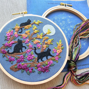 4 Pcs Cat Embroidery Kit For Beginners - Stamped Patterns With Hoops, Thread, Needles, & Tools, DIY Craft Gift