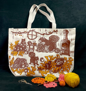Squirrel Crochet Tote Bag with Zipper