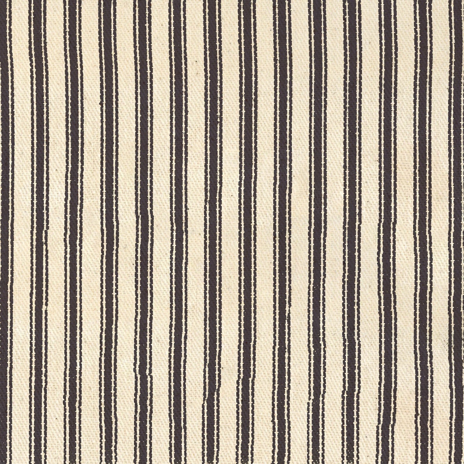 Woven Stripe Ticking Cotton Fabric - Black