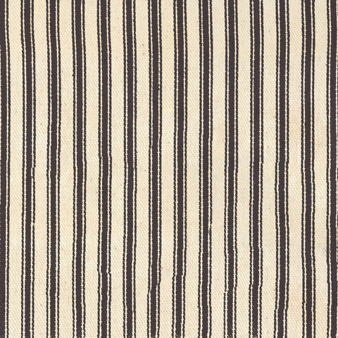 Woven Stripe Ticking Cotton Fabric - Black