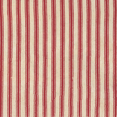 Woven Stripe Ticking Cotton Fabric - Red