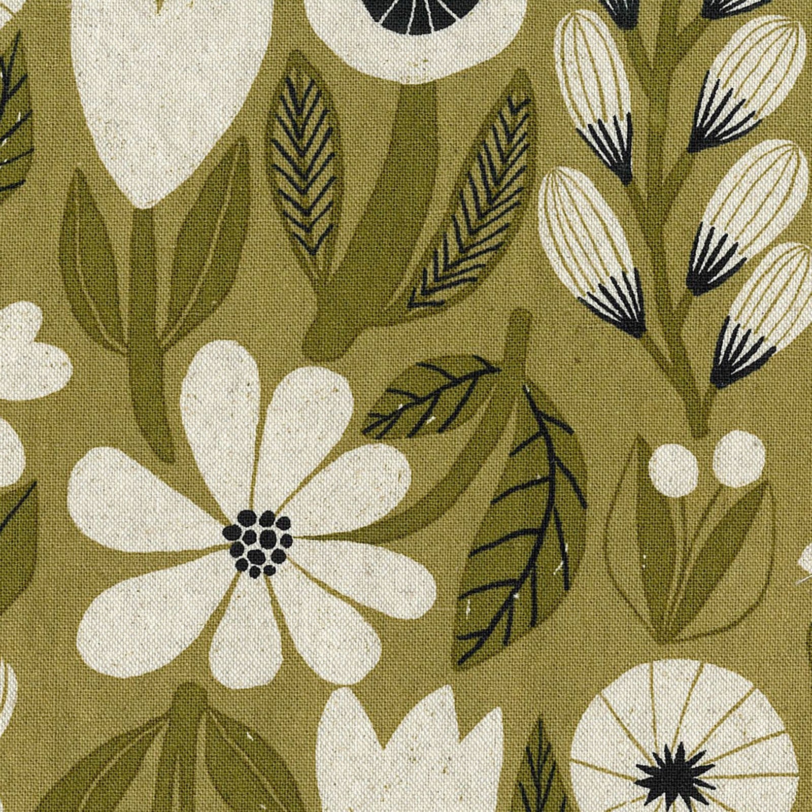 Bookhou Flowers Cotton Linen Canvas Fabric - EKX-1420 1 C