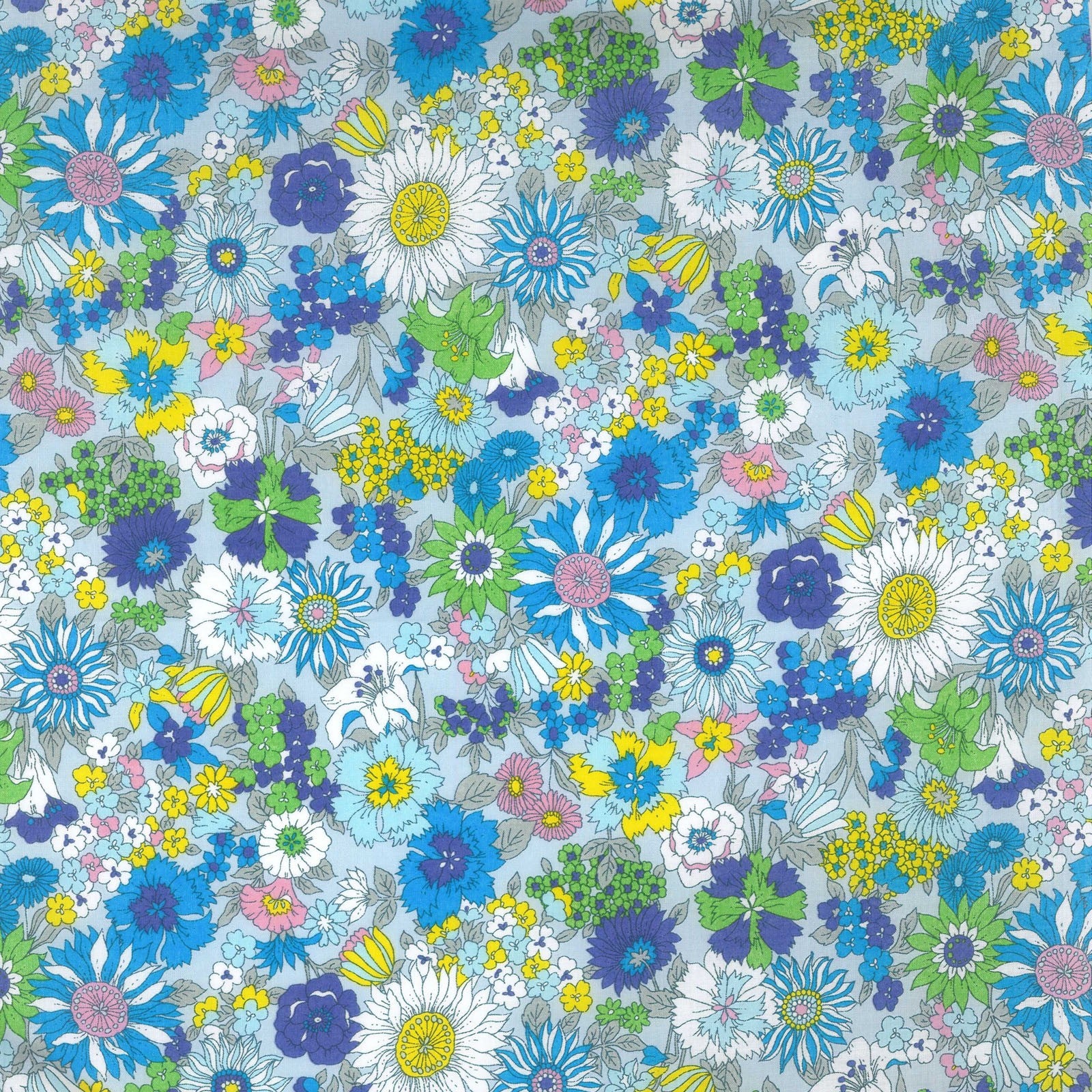 Flownny I Cotton Lawn Fabric - Blue Green NFA 1000 2 C