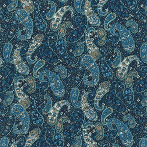 Flownny Cotton Lawn Fabric - Navy Paisley NFA 1010 12 E
