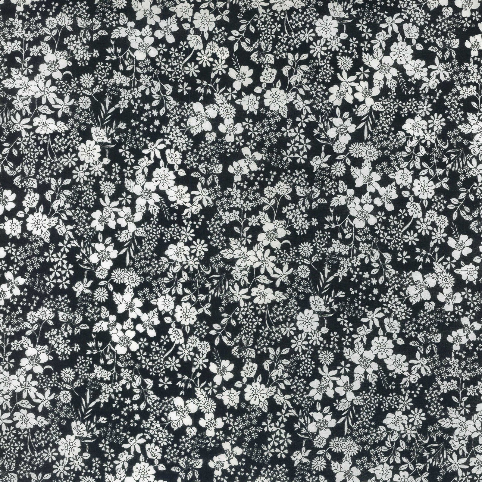 Flownny Cotton Lawn Fabric - Black NFA 1010 15 F