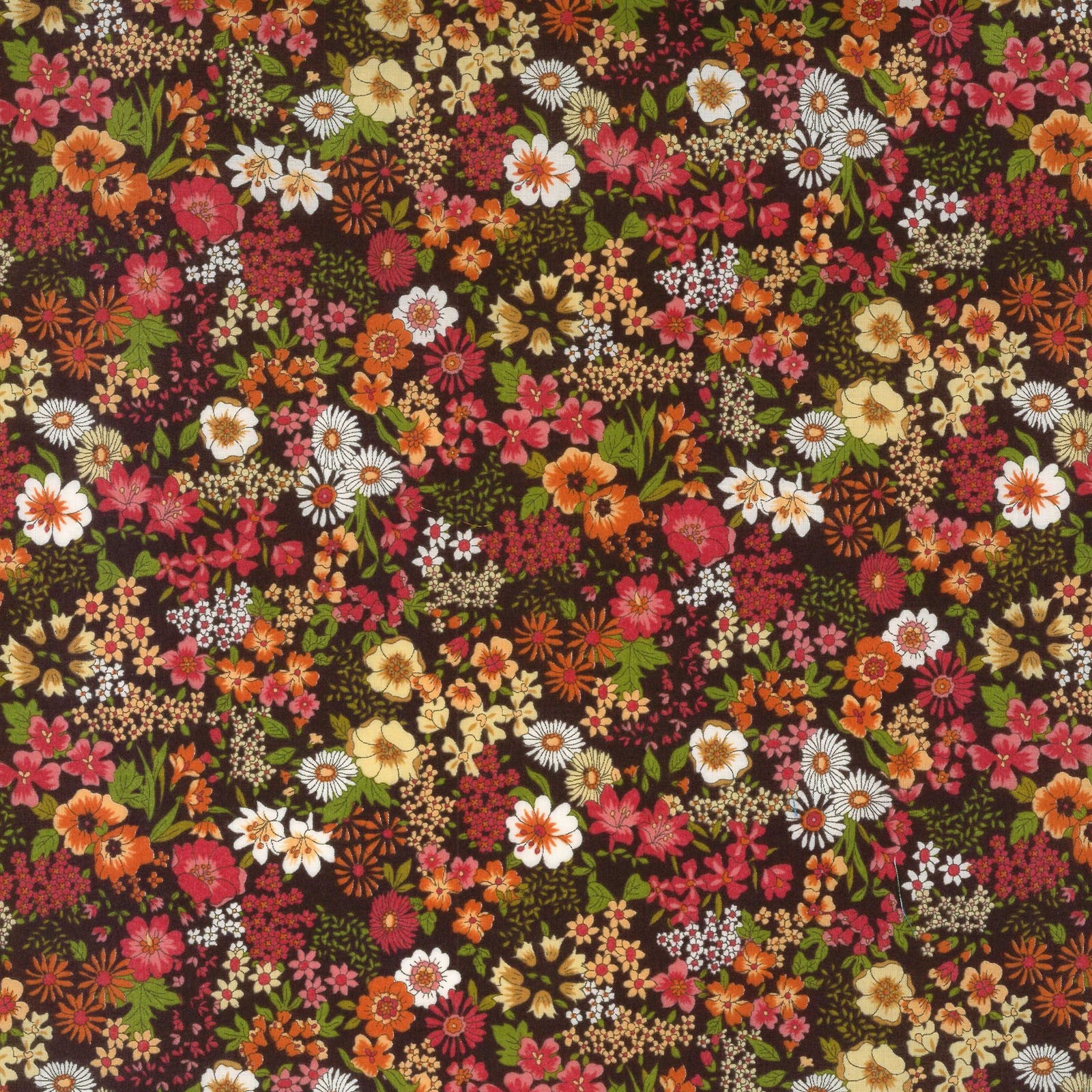 Flownny II Cotton Lawn Fabric - Red, Pinks and Oranges NFA-1010