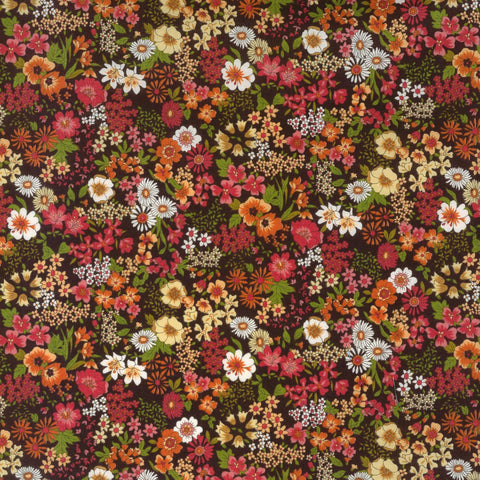 Flownny II Cotton Lawn Fabric - Red, Pinks and Oranges NFA-1010