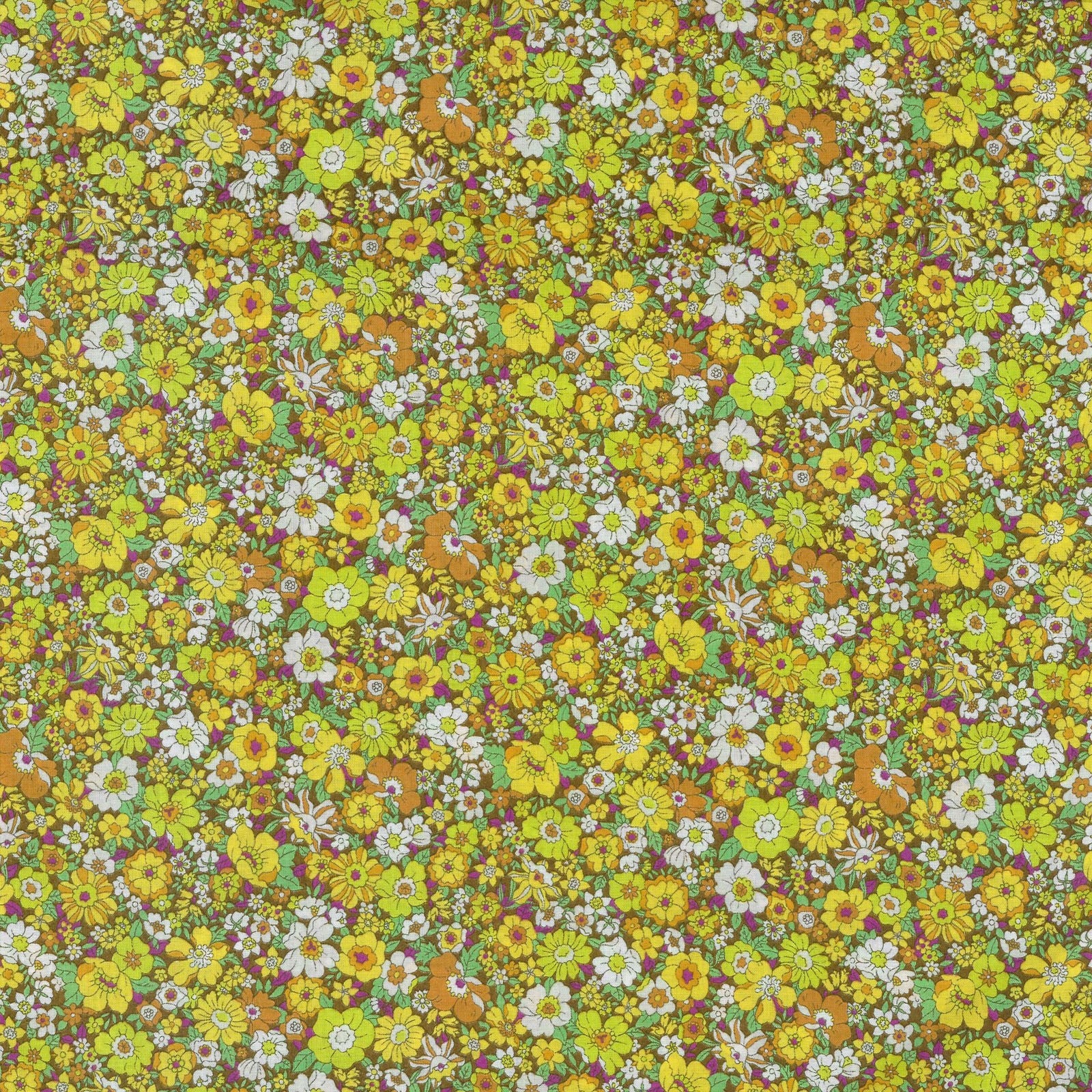 Flownny IV Cotton Lawn Fabric - Yellow NFA-1030