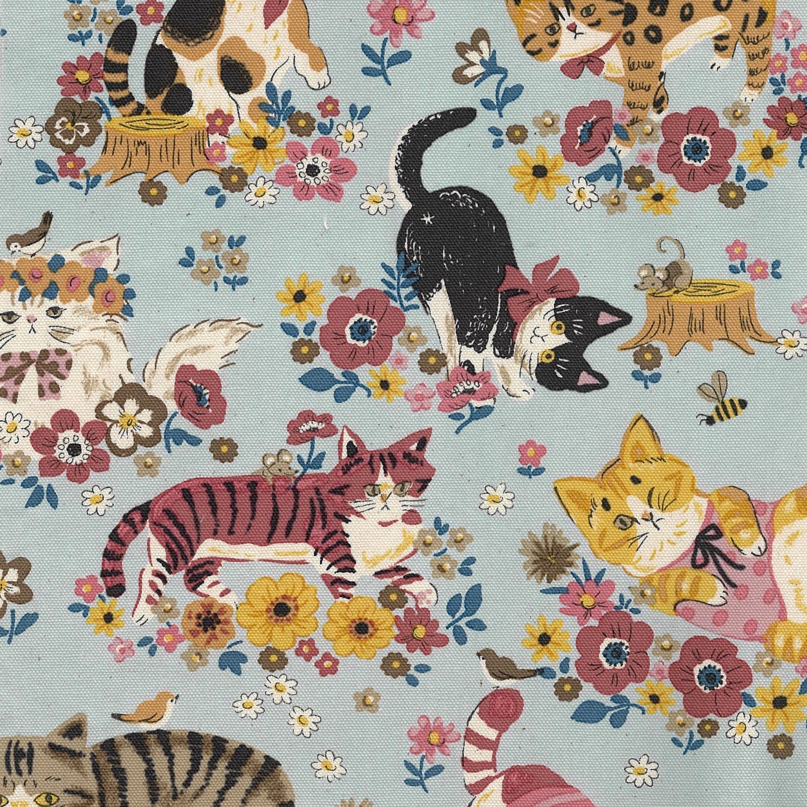 Powerful Animal Cats Cotton Oxford Fabric  - Muted YGA 81050 1 C