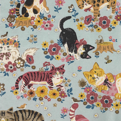Powerful Animal Cats Cotton Oxford Fabric  - Muted YGA 81050 1 C