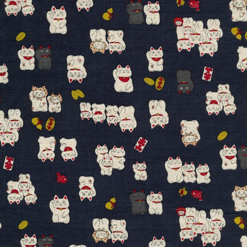 Happy Cats Dobby Cotton Fabric - YKA-31060-1-C