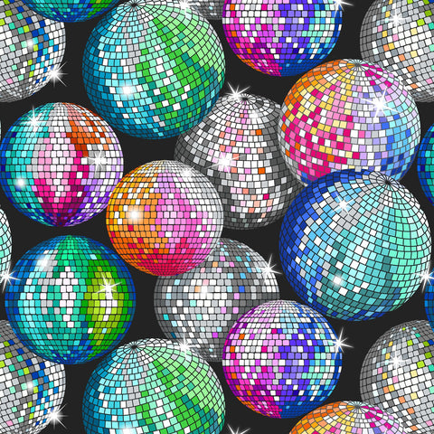 Disco! Disco Balls Cotton Fabric - Multi LEIA839-1