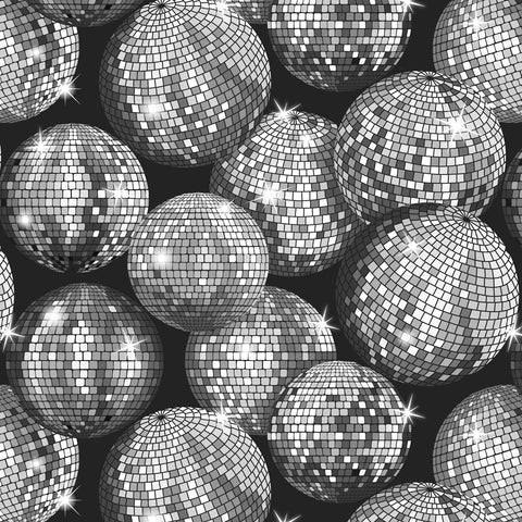 Disco! Disco Balls Cotton Fabric - Silver LEIA839-3