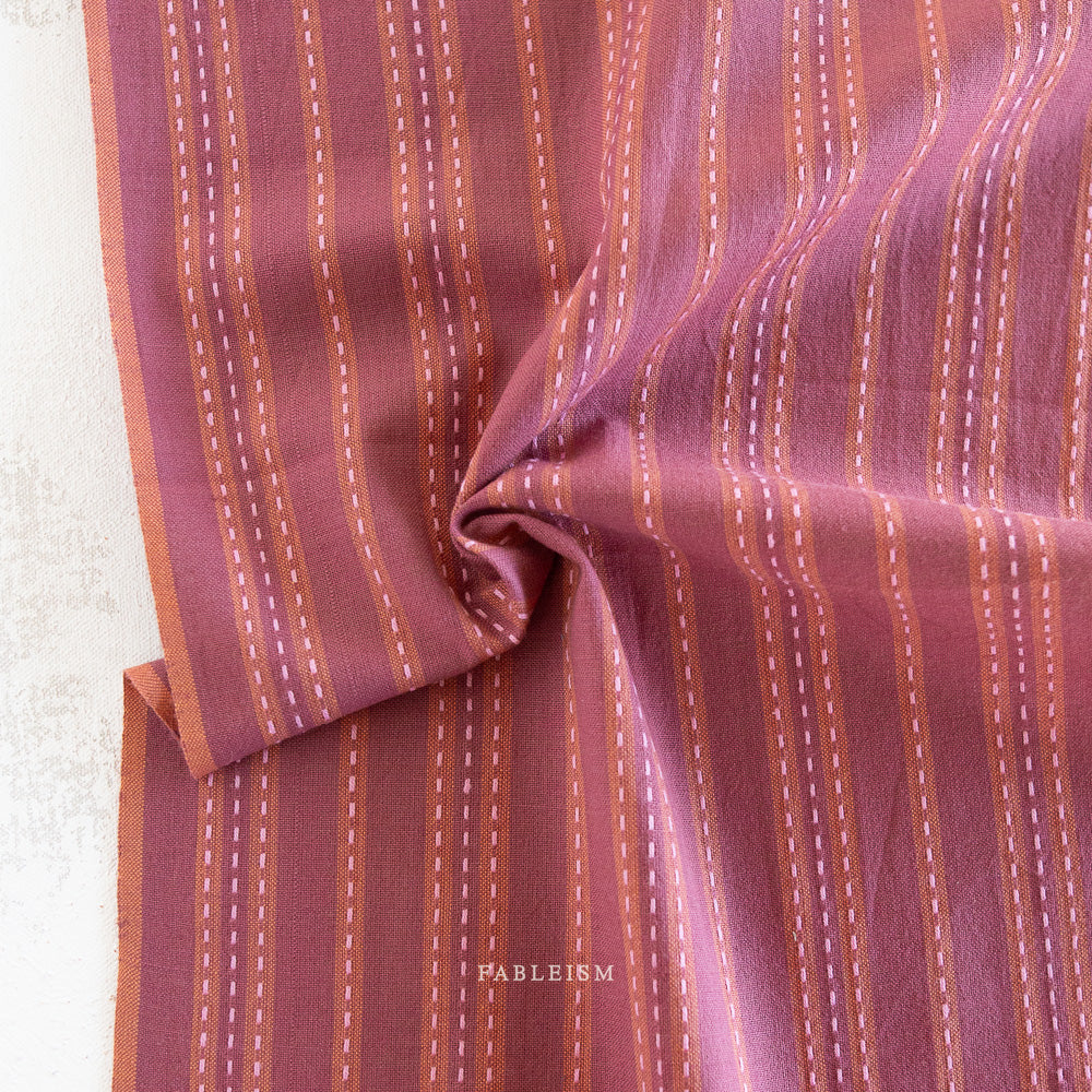 Lucky Loom Stitch Stripe Cotton Fabric -Blackberry