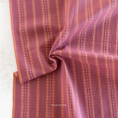Lucky Loom Stitch Stripe Cotton Fabric -Blackberry